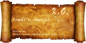 Komán Ompoly névjegykártya